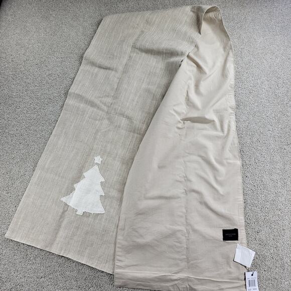 Magaschoni Table‎ Runner 92" x16" Natural White Christmas Tree Linen Holiday - Picture 1 of 12
